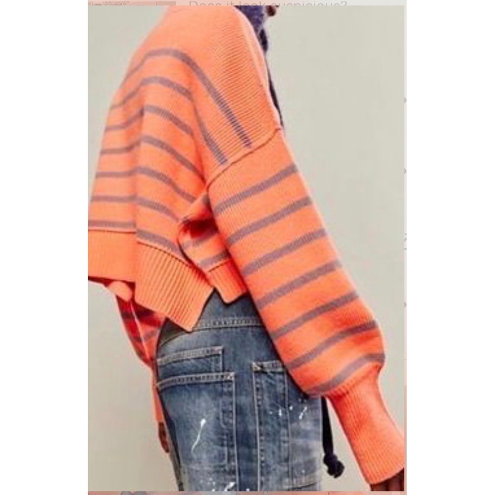 Free People Easy Street Cropped Pullover Sweater XS Oversized Orange purple Nww